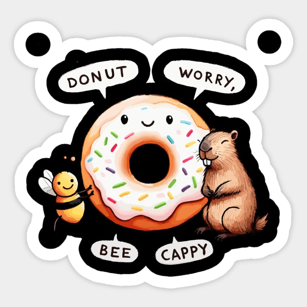 Donut worry bee cappy Sticker by DoodleDashDesigns